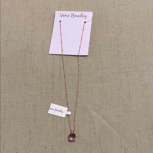 Vera Bradley Rose-Gold Necklace with Pink Faceted Pendant